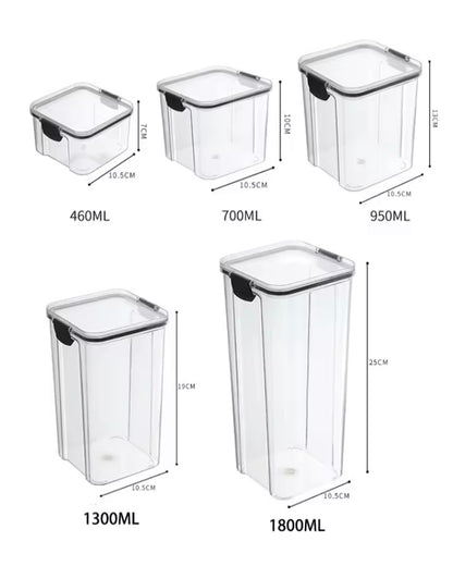 5Pcs Sealed Jars Kitchen Grain Storage Organizer Large Tank Plastic Moisture-proof Storage Box Household Seasoning Jars Set